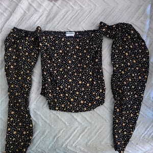 Reformation Black and Yellow Floral Blouse